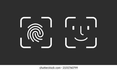 Touch id and face id on mobile device vector icon. Vector isolated editable illustration