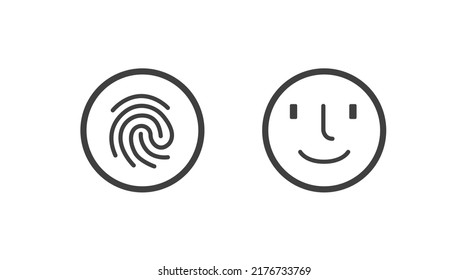 Touch id and face id on mobile device vector icon. Vector isolated editable illustration