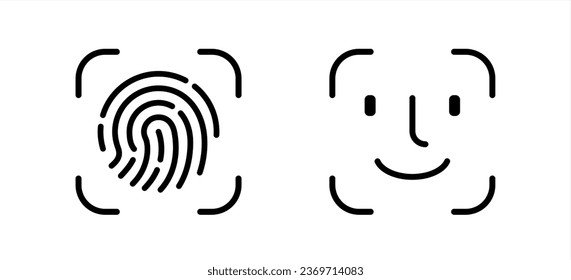 Touch id and face id on mobile device vector icon. Vector isolated editable illustration, vector 10 eps.