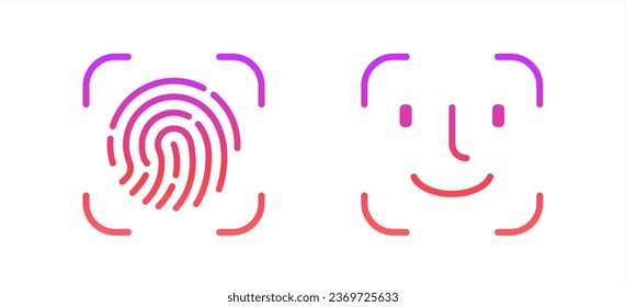 Touch ID and Face ID on mobile device vector icon. Vector illustration.