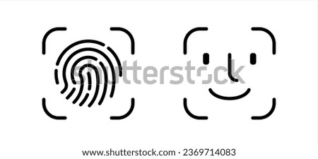 Touch id and face id on mobile device vector icon. Vector isolated editable illustration, vector 10 eps.