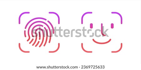 Touch ID and Face ID on mobile device vector icon. Vector illustration.