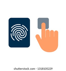 Touch id fingerprint icon. ID template. flat vector linear illustration isolated on white background