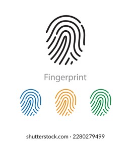 Touch ID icon, fingerprint, identity concept icon isolated flat design vector illustration on white background.