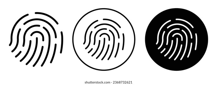 Touch ID icon. Mobile lock access scanning of biomatrices symbol set. Thumb print with touch id verification line vector. Electronic thumb touch authentication or identification logo sign. 
