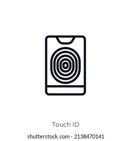 Icono de Touch ID. Diseño de icono de estilo de esquema aislado en fondo blanco
