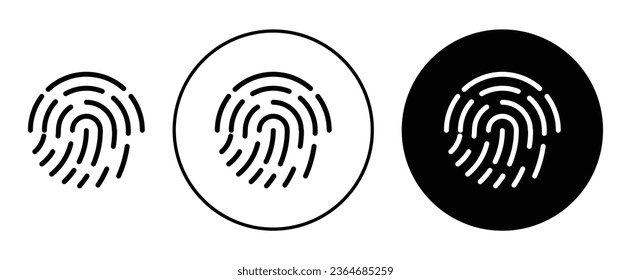 Icono de Touch ID establecido en un estilo de relleno negro y delineado. adecuado para diseños de interfaz de usuario