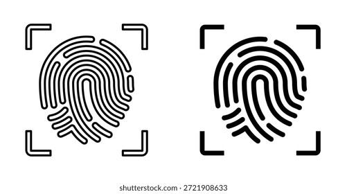 Conjunto de ícones de ID de toque. Símbolo de vetor de ID de toque em estilo com preenchimento e contorno em preto.