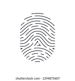 Touch Id Illustration. Fingerprint Identification System, Isolated on White Background. Fully Editable