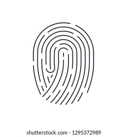 Touch Id Illustration. Fingerprint Identification System, Isolated on White. Fully Editable