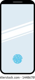 Touch id in phone screen. Vector illustration.
