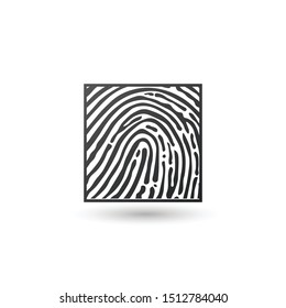touch Identification fingerprintin the square, id app with shadow. Stock Vector illustration isolated on white background.