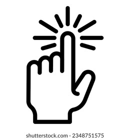 Touch line icon. Cursor vector illustration isolated on white. Tap gesture outline style designed for and app. Eps 10.