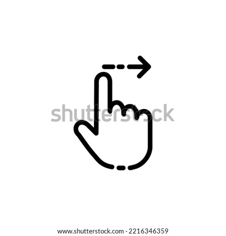 Touch line icon. Hand, waiting, arrows, click, index finger, page flip, scrolling, press, touchpad, sensor. Sliding concept. Vector black line icon on a white background
