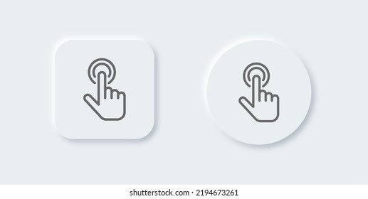 Touch line icon in neomorphic design style. Tap signs vector illustration.