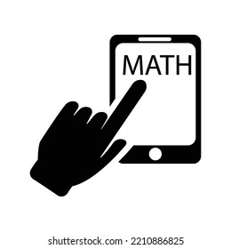 Touch math on mobile icon | Black Vector illustration |