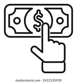 Touch money cash help icon outline vector. Company finance. Social deal online