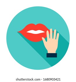Touch Mouth Circle Icon. Vector Illustration with Long Shadow. Medical Item.