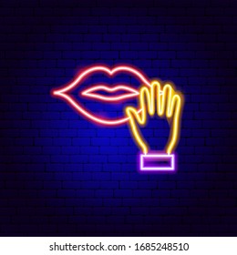 Touch Mouth Neon Sign. Vector Illustration of Medical Promotion.