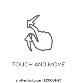 Touch and move gesture linear icon. Modern outline Touch and move gesture logo concept on white background from Hands collection. Suitable for use on web apps, mobile apps and print media.