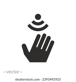 touch movement signal icon, sensor with hand, flat symbol - vector illustration