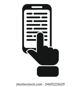 Touch on digital reading icon simple vector. Media dictionary. Online screen