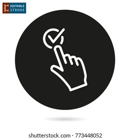 Touch - outline icon. Editable stroke. Vector illustration