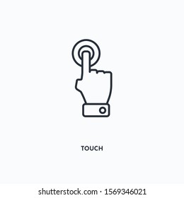 Touch outline icon. Simple linear element illustration. Isolated line Touch icon on white background. Thin stroke sign can be used for web, mobile and UI.
