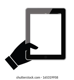 touch pad with holding hand. concept design. vector illustration