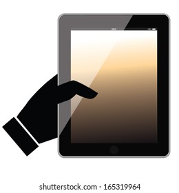 touch pad with holding hand. concept design. vector illustration
