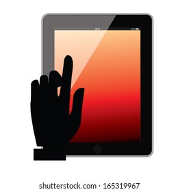 touch pad with holding hand. concept design. vector illustration