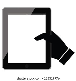 touch pad with holding hand. concept design. vector illustration