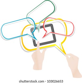 Touch pad smart phone connect cloud network - vector