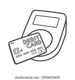 Touch payment. Cashless payment. Debit card. Vector illustration.