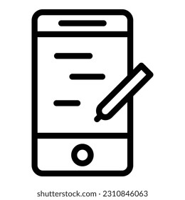 Touch pen smartphone icon outline vector. Digital screen. Phone app
