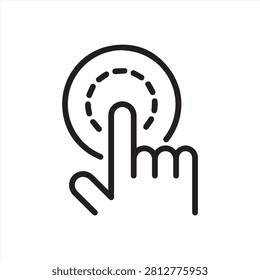 Touch Perception Icon. Thin Line Illustration for Tactile Interaction and Sensory Feedback through Finger Press on Surface. Isolated Outline Vector Sign.