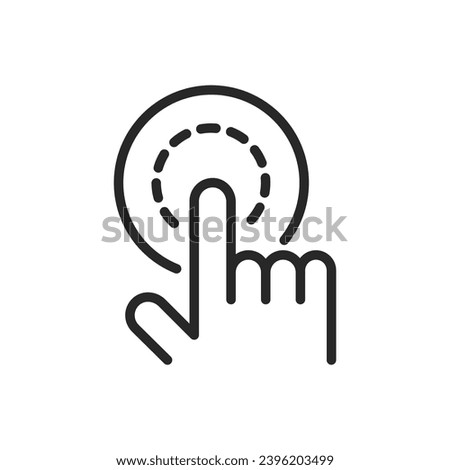 Touch Perception Icon. Thin Line Illustration for Tactile Interaction and Sensory Feedback through Finger Press on Surface. Isolated Outline Vector Sign.