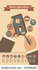 touch phone in the hands of man, for the convenience of the application stylus