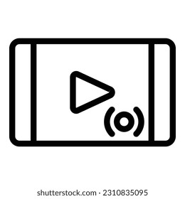 Toque el vector de contorno del icono del teléfono. Pantalla digital. Smart de aplicaciones