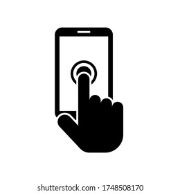 Toque el símbolo del icono del teléfono vector sobre fondo blanco