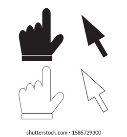 touch Pixel clean design Set of flat modern cursor icons vector