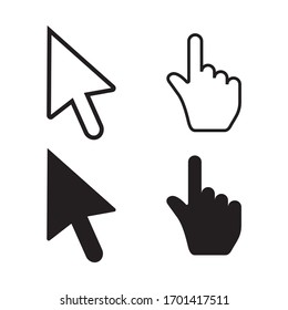 Touch Pixel and cursor icon set design of flat modern  vector