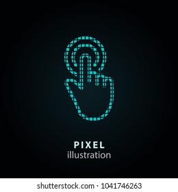 Touch - pixel icon. Vector Illustration. Design logo element. Isolated on black background. It is easy to change to any color.