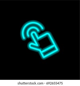 Touch screen blue glowing neon ui ux icon. Glowing sign logo vector