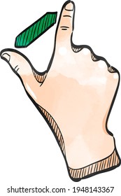 touch screen finger gesture icon in watercolor hand drawn