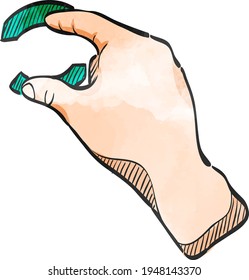 touch screen finger gesture icon in watercolor hand drawn