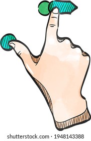 touch screen finger gesture icon in watercolor hand drawn