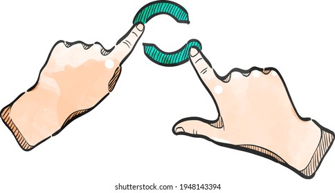 touch screen finger gesture icon in watercolor hand drawn