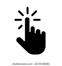 Touch screen finger hand press push - solid icon vector