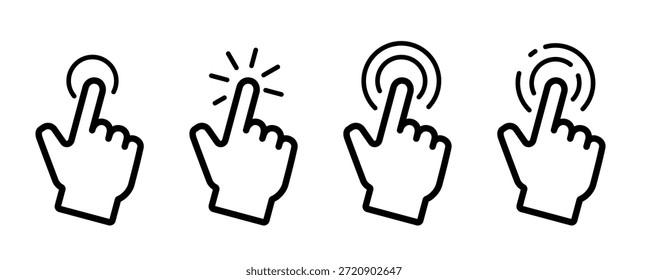 Pulsador de la mano del dedo de la pantalla táctil - conjunto de iconos de Vector